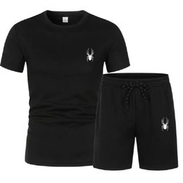 Mens TShirt and Short Pants Set Sportswear Streetwear Tracksuit Cotton T Shirts Shorts Suit Summer Gym Two Piece Sets 240518