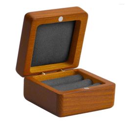 Jewellery Pouches Solid Wood Microfiber Ring Organiser Case Earring Display Box Prop Storage Showcase