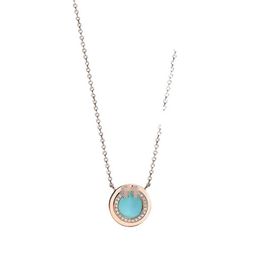 Designer's High version Brand Love Smile Necklace Womens Enamel Blue Heart Set Diamond Double Button Pendant Peach Collar Chain RWIY