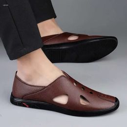 Non Hollow Sandals Driving Men Cozy Slip Soft Cool Lighted Breathable All Match Perforated Shoe Versatile Casua 587