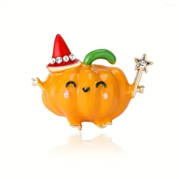 Brooches Halloween Pumpkin For Women Cute Crystal Star Creative Jewelry Clothing Accessories Pins Christmas Party Gifts