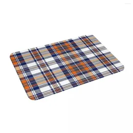 Carpets Blue Orange White Plaid Non Slip Absorbent Memory Foam Bath Mat For Home Decor/Kitchen/Entry/Indoor/Outdoor/Living Room