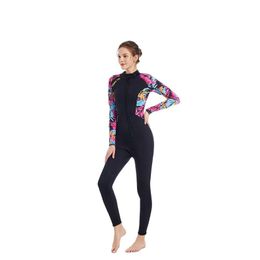 NEW Rubber 3MM Womens Dive Surf Printing Wetsuit Full Neoprene Surfing Diving Snorkelling Long Sleeve Surfing Front Zipper Suit