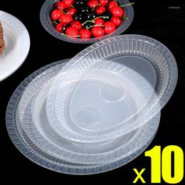 Disposable Dinnerware 10PCS Clear Plastic Plates Heavy Duty Dinner Salad Dessert Tray Home Party Small Cake Transparent Decor