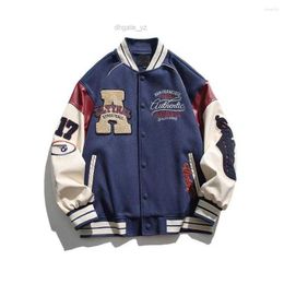 Mens Jackets Autumn And Winter 2023 Contrast Colour Jacket Trendy Baseball Coat Ins Versatile American Style Cool Casual