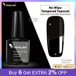 Topcoot in vetro temperato Venalisa Nail art Manicure Super Glossy No Wipe Rinforzo Cover Gel Gel polacco Gel con top rigido temprato