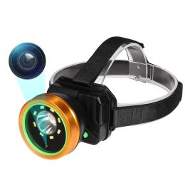 Outdoor Sports Camera with Headlamp USB Charging Waterproof Head-Mounted Sports Video Camera 1080P for Field Work Recording