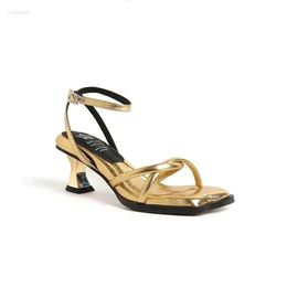 Gold Summer Sandals PU Stiletto Heels Banquet Party European and American Women Ladies Wedding 9c2