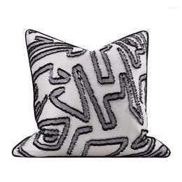 Pillow DUNXDECO Art Gray Flower Cutting Cover Decorative Case Modern Luxury Artistic Sofa Chair Bedding Coussin