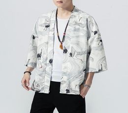 Оригинальные мужчины в стиле Japan Jackets Cardigan Shirt Tavel Традиционная свободная печать мода повседневная тонкая куртка Summer Men039s over7098764