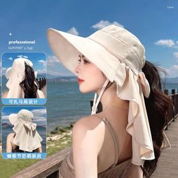 Berets Women Fisherman Hat Camping Outdoors Hiking Bucket Hats Solid Large Brim Sun Protection Korean Version Fashion Cap