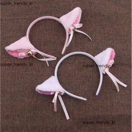 Anime Lolita Cosplay Headband With Bowknot Bell Hair Accessories Plush Cat Ear Headpiece Halloween Party Decor Fancy Dress Props 110