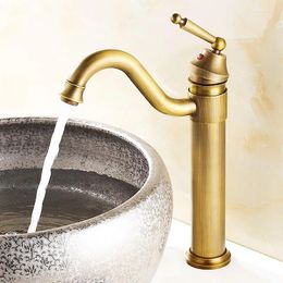 Kitchen Faucets Vintage Retro Antique Brass Wet Bar Bathroom Vessel Sink Faucet Swivel Spout Mixer Tap Single Hole One Handle Mnf015