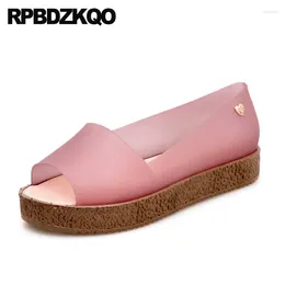 Casual Shoes 2024 Elevator Peach Peep Toe Flats Walking China Women Creepers Platform Jelly Metal Slip On Soft Drop