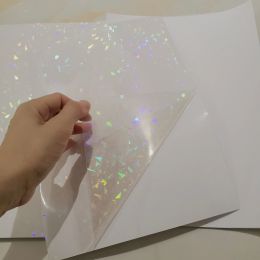 Free Ship 10 Sheets Adhesive Tape Back Holographic Cold Laminating On Paper Plastic 210 X 297 MM DIY Package Color Card