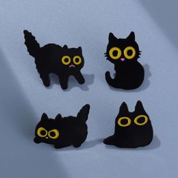 Black coal ball cute brooch animal cat eyes badge bag accessories metal geometric baking paint
