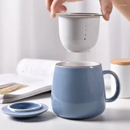 Mugs Ceramics Coffee Mug With Cover Big Philtre Office Reusable Cup Simple Porcelain Self Stirring Taza Home Garden
