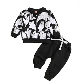Clothing Sets Halloween Toddler Boys Suit Cute ApparitionPrinted Top Casual Pants Two Set Plaid
