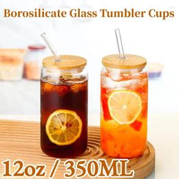 Wine Glasses 350ml Glass Cup With Lid And Straw Personalised Bamboo Straws For Drinks Reusable Coffee Bar Tumbler Cups Beer Juices