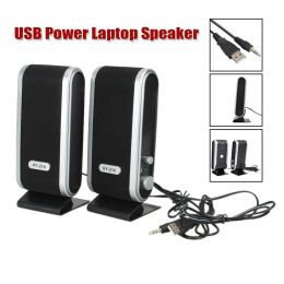 2 Pcs USB Power Computer Speakers 3D Stereo Sound Surround Loudspeaker 3.5mm with Ear Jack for Desktop PC Laptop