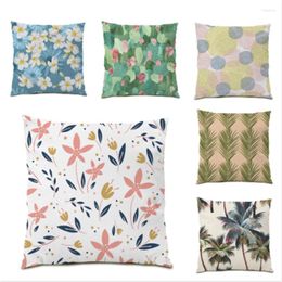 Pillow Cover 45x45 S Covers Simple Decorative Cases Polyester Linen Home Velvet Fabric Pillowcase Flower E0231