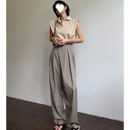 Women's Pants XUAN Phd Khaki Wide Leg Baggy Classic Vintage Office Lady Elegant Casual Trousers Female Work High Waist