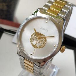 New Fashion Watches 38mm 28mm Luxury Mens Women Watch Stainless Steel strap cat-face Quartz Wristwatch montre de luxe Lady Watch 265g