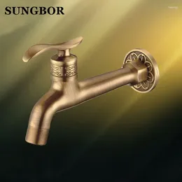 Bathroom Sink Faucets Extra Long Antique Brass Single Handle Kitchen Faucet Wall Mounted Laundry Mop Water Tap SZ-8665F
