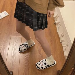 Slippers 2024 Cute Couple Fashion Cartoon Pattern Adult Autumn And Winter Non-slip Warm Indoor Fluff Home Shoes Women