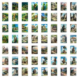 56pcs ins Healing House Waterproof PVC Stickers Pack for Fridge Car Suitcase Laptop Notebook Cup Phone Desk Bicycle Skateboard Case.