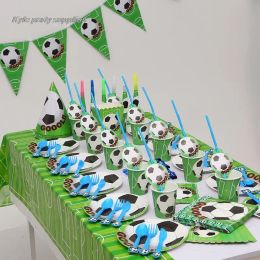 Football Party Children's Birthday Party Pull Decorative Flag Tablecloth Birthday Cake Paper Cup Paper Tray Tableware 250
