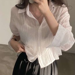 Trendy Blouse Simple Thin Pure Anti-UV Anti-fade Top Women Solid Color Sun Protection Shirt Streetwear