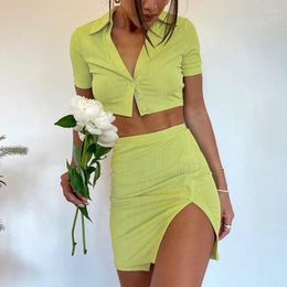 Work Dresses Temperament Commute Comfortable Women's 2024 Summer Fashion Midriff-Baring Short Sleeve Top Slim Fit Slip Skirt Suit Wholesale