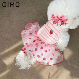 Dog Apparel OIMG Summer Thin Pet Gauze Skirt Pomeranian Yorkshire Schnauzer Dress Strawberry Daisy Small Dogs Clothing Excluding Headwear