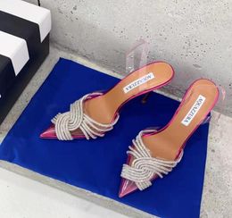 New Season Party Shoes Aquazzura Pumps Gatsby Sling Crystalembellished Pvc Italy Wedding Party Sandals3345941