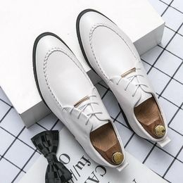 Casual Shoes Men White British Style Oxford Lace-up Dress Male Gentleman Split Leather Wedding Fashion Footwear Flats Mens