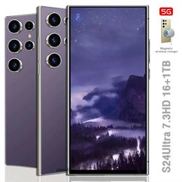 6,8 cala 5G S24 Ultra komórki telefoniczne odblokowanie ekranu dotykowego Telefon komórkowy Androids S23 Smartphone Camera Telefon HD Wyświetlacz rozpoznawania twarzy 512GB 1TB Lokalny magazyn