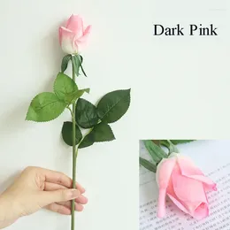 Decorative Flowers 10pcs Real Touch Rose Bud Artificial Decoration Home Wedding Flower Wall Bride Hand Holding Bouquet Fake Roses Wreath