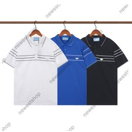 24SS Men designer Tee t shirt mens letter print polo shirts short sleeve casual Striped Lapel collar tshirts women blue black white tees