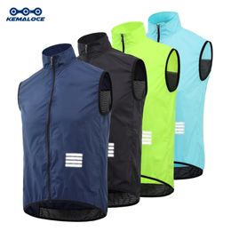 KEMALOCE Cycling Vest Black Yellow Mens Cycling Gilets Lightweight Windproof Reflective Bike Sports Sleevess Jackets 240521