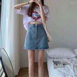 Work Dresses Summer Clothes Skinny A Word Small Short Skirt Female 2024 Korean Version Of High-waisted Package Hip Denim Half-body