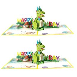 Gift Cards Greeting Cards Dinosaur Childrens Birthday Card Boy and Girl 3D Pop up Greeting Card Cartoon Festival Blessing Card WX5.22