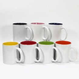 11oz sublimation white ceramic coffee mug Coloured inner 36pcs/case mixed Colours office cup