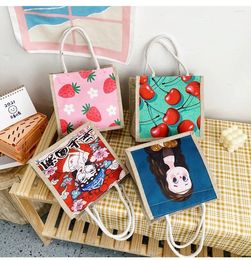 Shopping Bags Cute Bear Boutique Canvas Small Tote Bag Cartoon Fashion Custom Reusable All Match Printing For Women