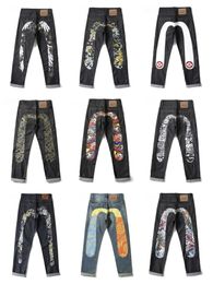 Men's Jeans New Y2K Jeans American Retro Hip Hop Fashion Printed Jeans Mens Harajuku Punk Gothic Wide Pants Couple Casual Straight Street Clothing Q240523