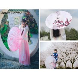 Silk Cloth Women Umbrella Japanese Cherry Blossoms Ancient Dance Umbrella Decorative Umbrella Chinese Style Oil Paper Umbrella