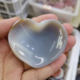 Decorative Figurines Natural Crystal Agate Small Bowl Reiki Engraving Gemstones Crafts Home Decor DIY Gift Gemstone