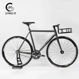 Bikes PIZZ - Fixed gear bicycle 700C track single speed racing bicycle with flat spoke wheel set Aluminium fixed frame 52.5cm 55cm Q240523