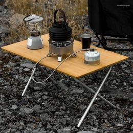 Camp Furniture Outdoor Camping Bamboo Folding Table Portable Picnic Desk Aluminium Alloy Foldable Easy Storage