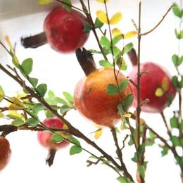 Decorative Flowers 67CM Height Artificial Fruit Tree Branches Pomegranate Branch Home Wedding Table Flower